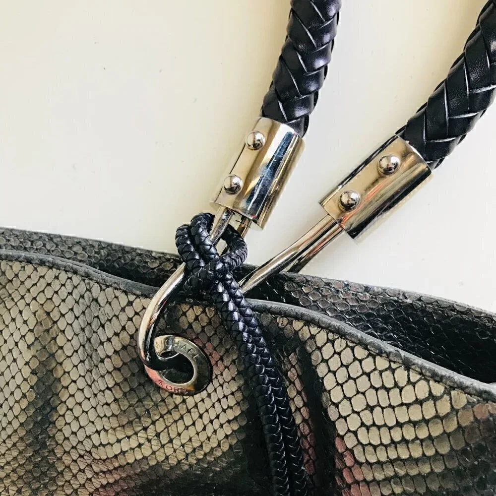 Micheal Kors Skorpios Metallic Snakeskin Bag Tote